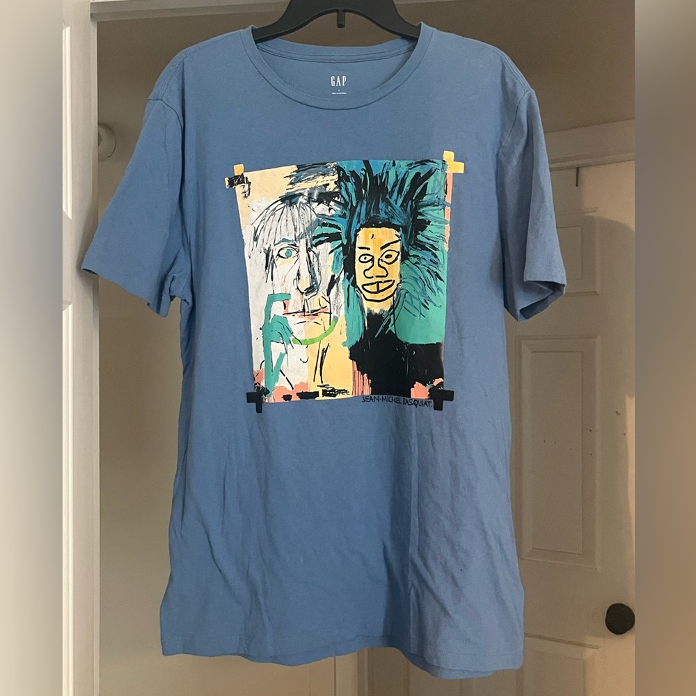 $ FIRM - EUC GAP Men’s Jean-Michel Basquiat Graphic Tee - Blue - Sz Large
